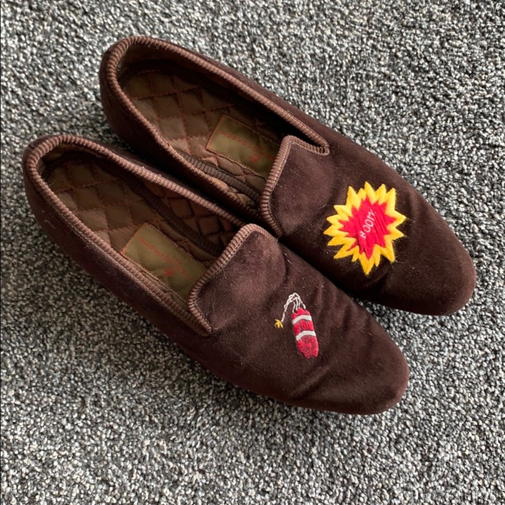 Mathew&Cookson brown velvet slippers